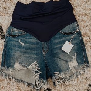 Pink Blush Maternity Jean Shorts